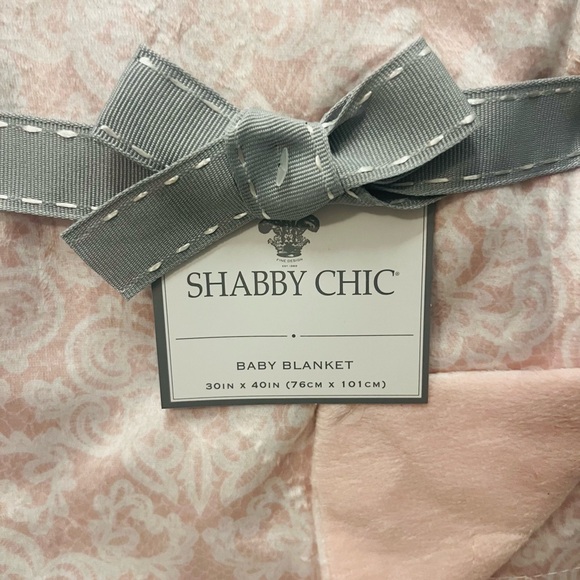 Shabby Chic Lace Stripe Baby Nursery Blanket Pink & White Medallion Pattern - Picture 2 of 12